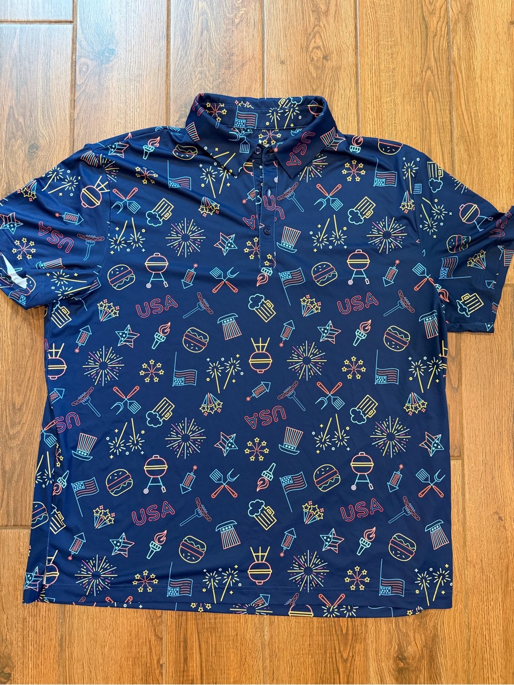 Birdie bound Men's Navy Patriotic Print Polo Shirt / xxl